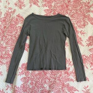 Brandy Millville  Long-Sleeve Crew Top - Charcoal Gray